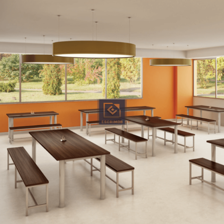 Refeitório com Conjunto de Refeitório de mesa e bancos