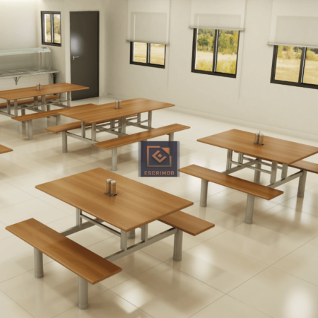 Refeitório com Mesa de Refeitório com banco reto