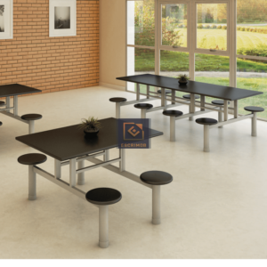 Refeitório com Mesa de Refeitório com banco acoplado