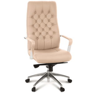 Cadeira Presidente Giratória Capitonê Bege