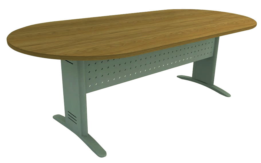 Mesa de Reunião Oval com Frontal Aço e Espaço para Caixa de Tomada Basic M Imperia Premium