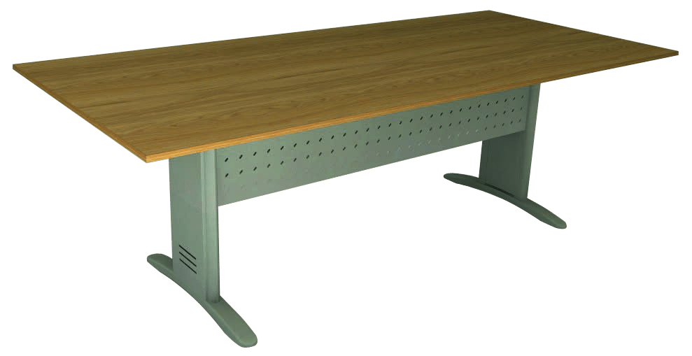 Mesa de Reunião Retangular com Frontal Aço e Espaço para Caixa de Tomada Basic M Imperia Premium