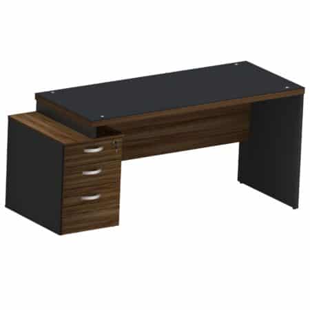 Mesa Reta Pedestal 3 Gavetas M40 Glass — Maranello