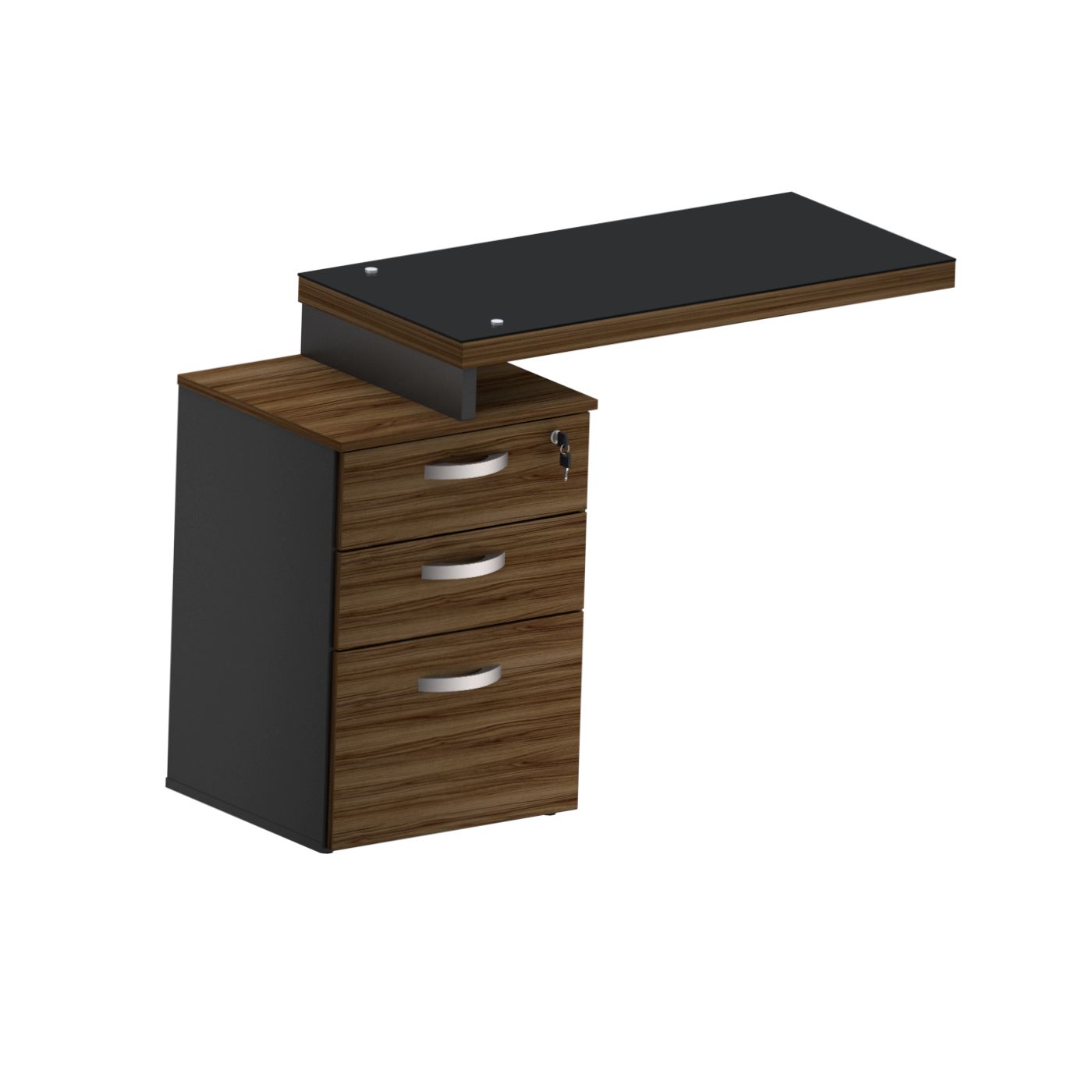 Mesa Auxiliar Pedestal 3 Gav. M40 Glass — Maranello
