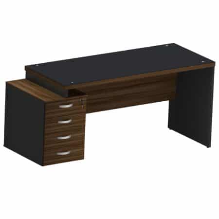 Mesa Reta Pedestal 4 Gavetas M40 Glass — Maranello