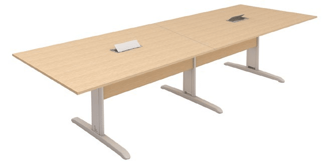 Mesa de Reunião Retangular Bipartida com Frontal BP e Caixa de Tomada Basic M Romanzza Plus 25mm