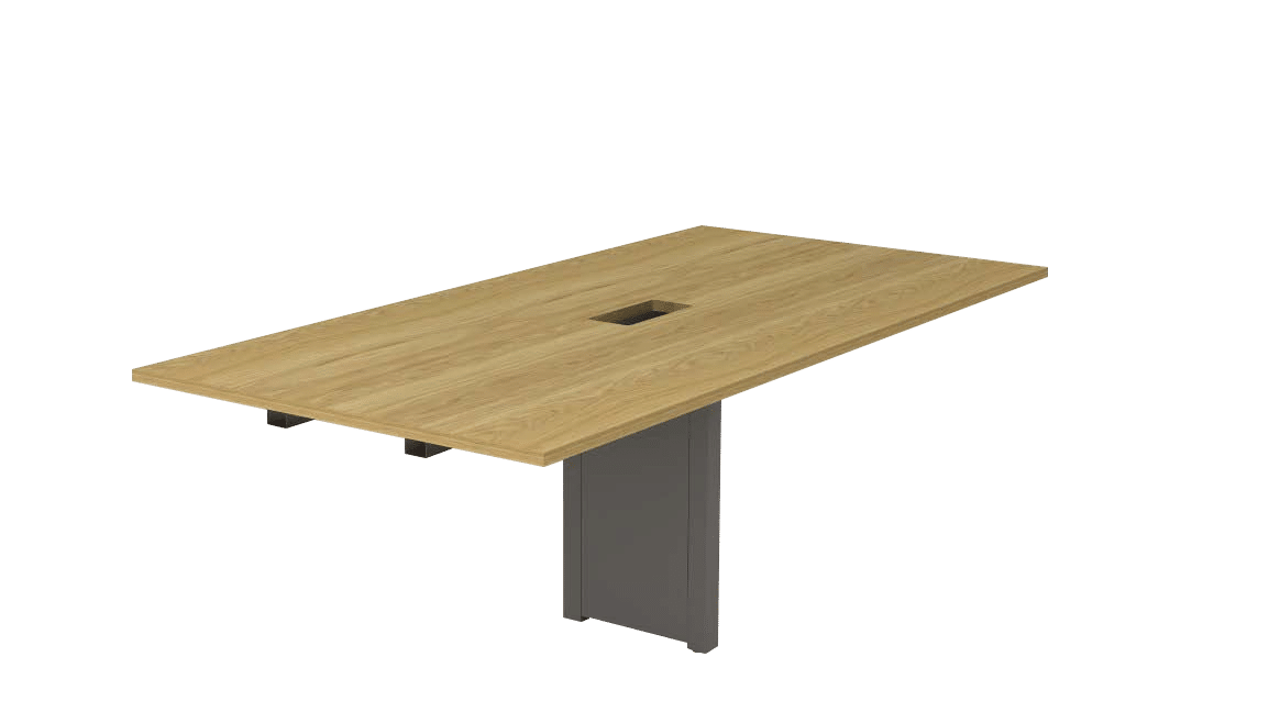 Mesa de Reunião com Pé Central com 1 Rasgo e Travessa Longa Workpro